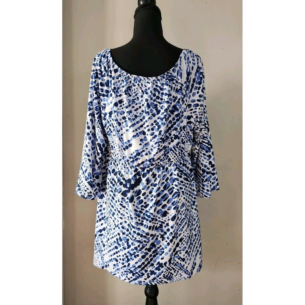 Slinky Brand Womens 1X Empire Waist 3/4 Sleeve Stretch Top Shirt Tunic Abstract - Picture 4 of 5